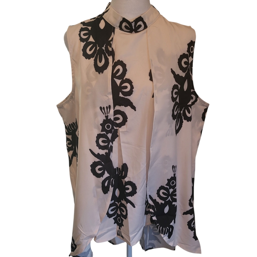 Boutique Plus Layered Top Black/Cream Sz XXL